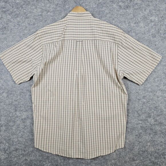 Cutter & Buck Beige Windowpane‎ 100% Cotton XL Short Sleeve Button Up/Down Shirt - Picture 9 of 10